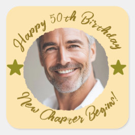 50カスタムth誕生日ありがとうギフトステッカー | 写真 スクエアシール