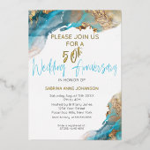 50カスタムth 2周年記念ティール（緑がかった色）と金ゴールド抽象芸術 箔シーズンカード (正面)