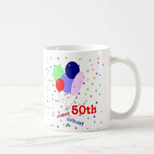 50カラフル度目の誕生日気球 コーヒーマグカップ (右)