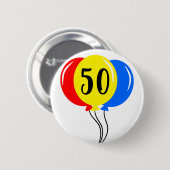 50カラフル番目の誕生日バルーン 缶バッジ (正面&裏面)