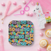 50カラフル番目の誕生日紙プレート ペーパープレート (パーティー)