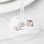 50ガーリーと素晴らしいバラ金ゴールド誕生日写真パーティー ワイングラスタグ (クローズアップ)