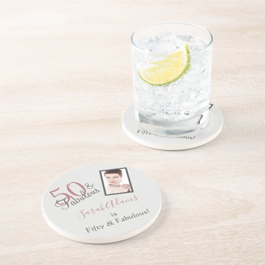 50ガーリーと素晴らしい誕生日バラ金ゴールド写真 コースター (側面)