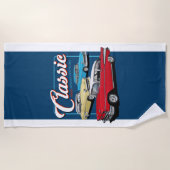 50クラシック台の車 ビーチタオル (正面)