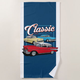 50クラシック台の車 ビーチタオル
