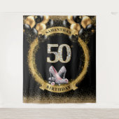 50クラシック番目の誕生日ダイアモンド数ハイヒール タペストリー (正面)