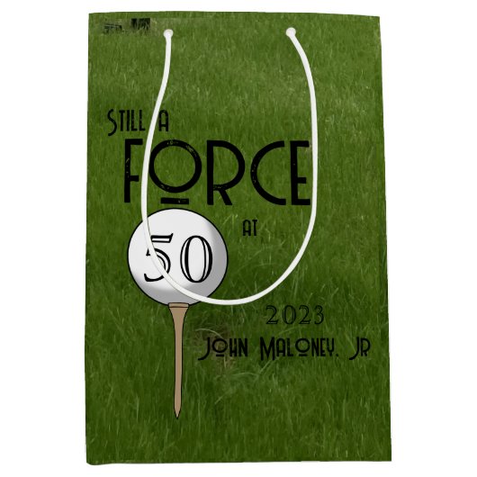 50ゴルフグリーンでまだ力カスタム力 ミディアムペーパーバッグ (正面)