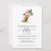 50シックフローラ金ゴールドヒール誕生日へのステップイン 招待状 (正面)