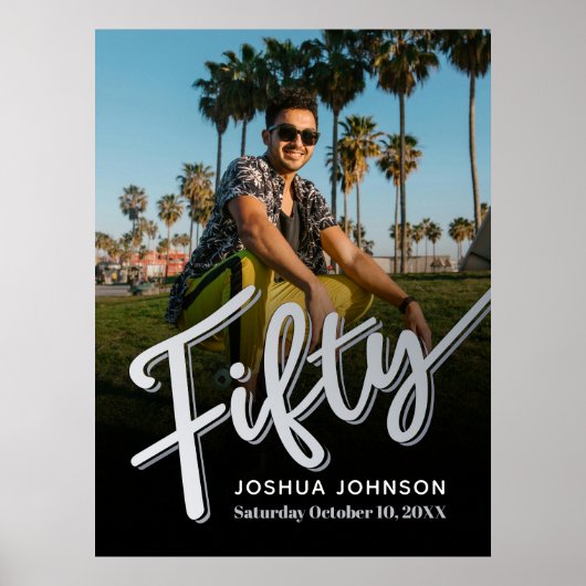 50シルバーブラック写真50歳の誕生日 ポスター (正面)