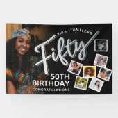 50シルバー50番目の誕生日の写真（黒） 横断幕 (横)