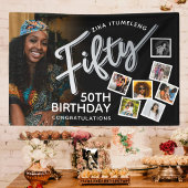 50シルバー50番目の誕生日の写真（黒） 横断幕