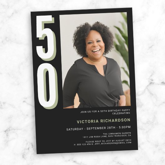 50シンプルモダン誕生日 招待状