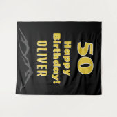 50シンプル番目のハッピーバースデーパーティー背景 タペストリー (正面(横))