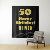 50シンプル番目のハッピーバースデーパーティー背景 タペストリー (インサイチュ)