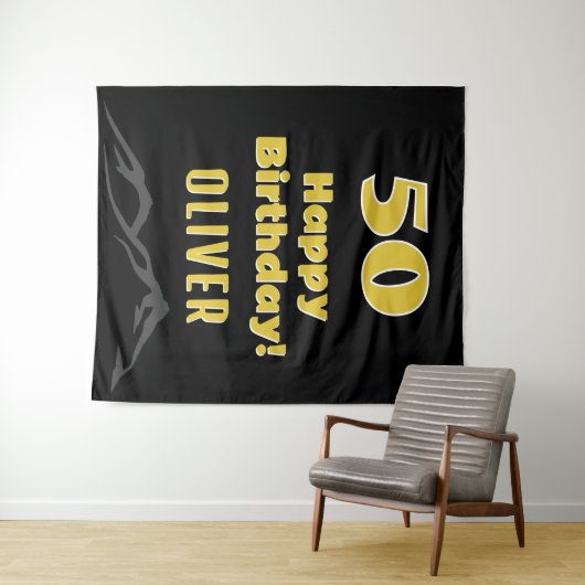 50シンプル番目のハッピーバースデーパーティー背景 タペストリー (インサイチュ(横))