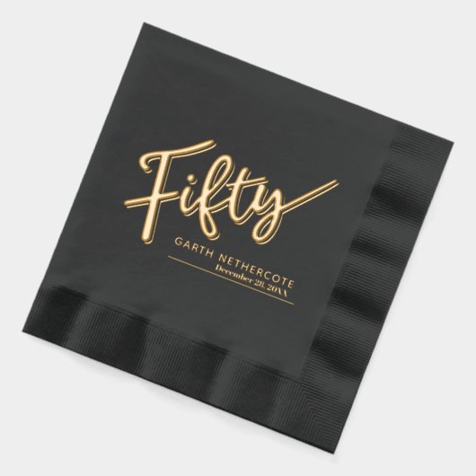 50スクリプト文字50番目の誕生日名前をカスタムする日 箔ナプキン (左)