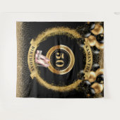 50スタイリッシュ誕生日バナーグリッターピンクヒール タペストリー (正面(横))