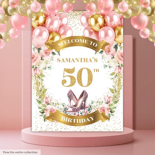 50スタイリッシュ誕生日赤面花金ゴールドグリッター タペストリー