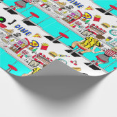 50ダイナーノスタルジックカップルの手を保持 ラッピングペーパー (角)