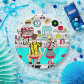 50ダイナーノスタルジックカップル保持ハンズアート ペーパープレート (パーティー)