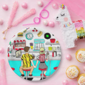 50ダイナーノスタルジックカップル保持ハンズアート ペーパープレート (パーティー)