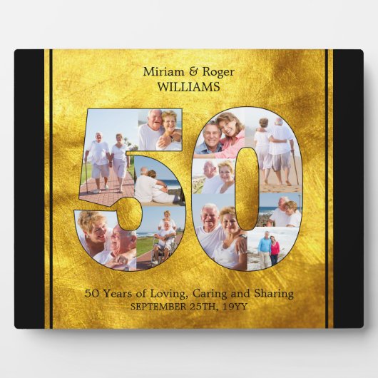 50ナンバーフォトコラージゴールデン結婚ズ記念日 フォトプラーク (正面)