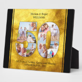 50ナンバーフォトコラージゴールデン結婚ズ記念日 フォトプラーク (側面)