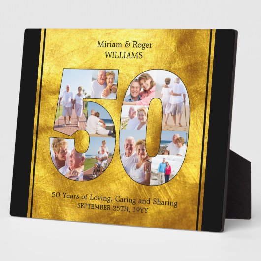 50ナンバーフォトコラージゴールデン結婚ズ記念日 フォトプラーク (側面)