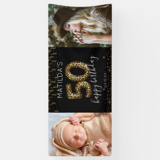 50ハッピーバースデーフォトバナー 横断幕 (縦)