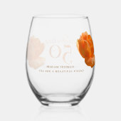 50ハッピーバースデー桃カスタマイズバラ記念 ステムなしワイングラス (裏面)