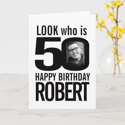 50ハッピーバースデー2枚モノ カード (黄色い花)