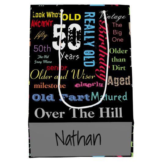 50ハッピーバースデー |マイルストーン ミディアムペーパーバッグ (裏面)