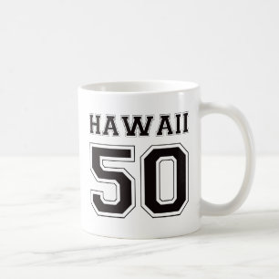 50ハワイ-黒 コーヒーマグカップ