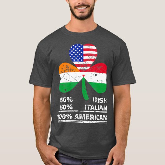 50ハーフアイルランド半イタリアン100米国国旗 Tシャツ (正面)