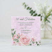 50バラフローラ誕生日の招待 招待状 (スタンド正面)