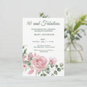 50バラフローラ誕生日の招待 招待状 (スタンド正面)