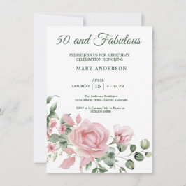 50バラフローラ誕生日の招待 招待状