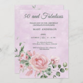 50バラフローラ誕生日の招待 招待状 (正面/裏面)