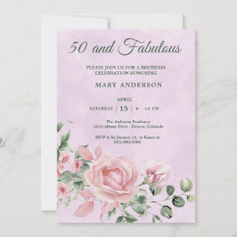50バラフローラ誕生日の招待 招待状