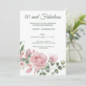 50バラフローラ誕生日の招待 招待状 (スタンド正面)