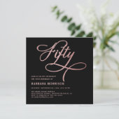 50バラ金ゴールドスクリプトブラック50誕生日 招待状 (スタンド正面)