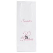 50パーソナライズされたと素晴らしいピンク誕生日 ワインギフトバッグ (裏面)