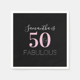 50パーソナライズされたと素晴らしいブラックピンク誕生日 スタンダードカクテルナプキン