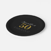 50パーソナライズされたと素晴らしいブラック金ゴールド誕生日 ペーパープレート (アングル)