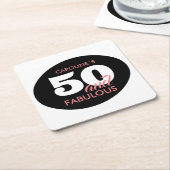 50パーソナライズされたと素晴らしい誕生日パーティー スクエアペーパーコースター (アングル)