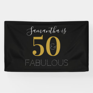 50パーソナライズされたと素晴らしい金ゴールドブラック誕生日 横断幕