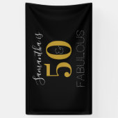 50パーソナライズされたと素晴らしい金ゴールドブラック誕生日 横断幕 (縦)