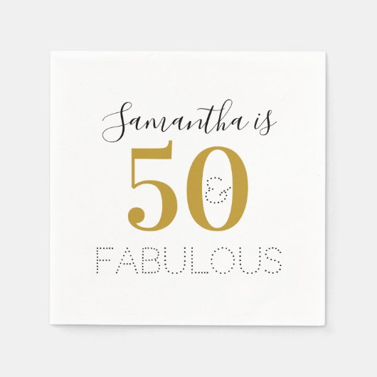 50パーソナライズされたと素晴らしい金ゴールド誕生日パーティー スタンダードカクテルナプキン (正面)