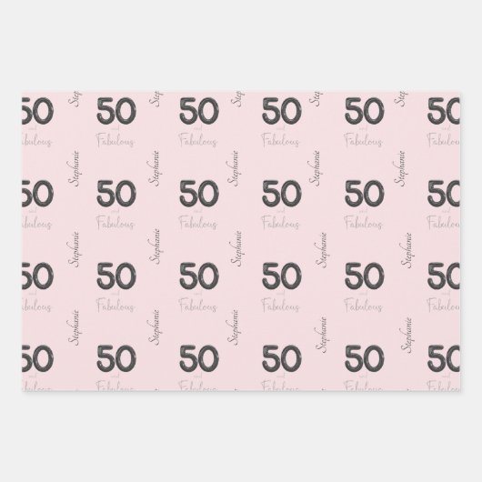 50パーソナライズされたと素晴らしい黒の赤面  ラッピングペーパーシート (正面2)