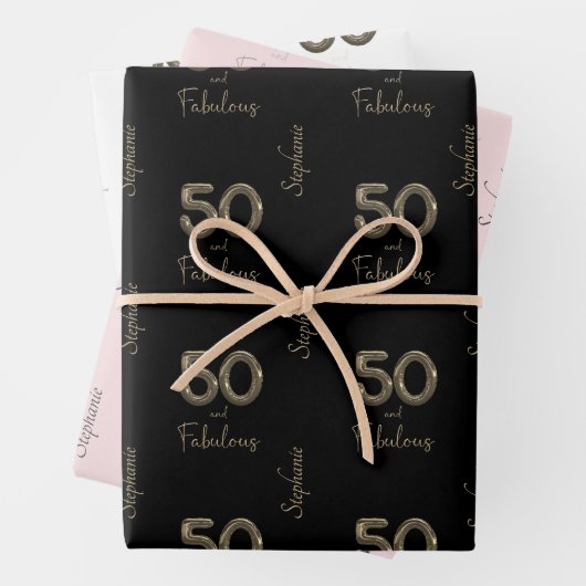 50パーソナライズされたと素晴らしい黒の赤面  ラッピングペーパーシート (インサイチュ)